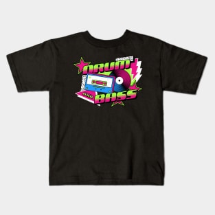 DRUM AND BASS  - 90s Steez (lime/pink) Kids T-Shirt